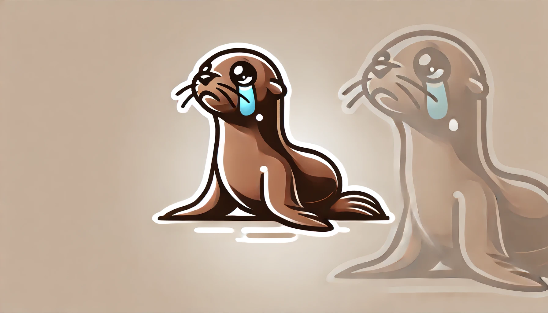 Dall-E: an image of a seal posed and crying with big tear drops, something like the MariaDB logo